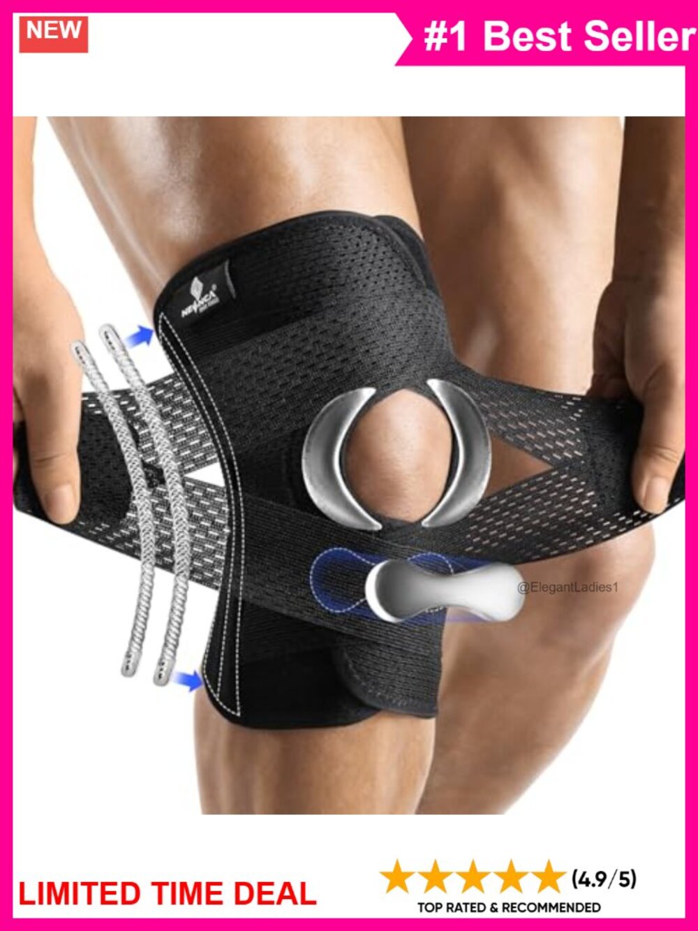 Adjustable Knee Brace Compression Support Air Mesh Open Patella